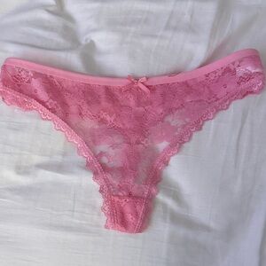 Pink Lace Thong Panties